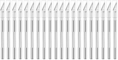 20 Pack Exacto Knife Set, Hobby Knife, SK-5 High Carbon Steel Craft Knife for Pumpkin Carving, DIY, Art, Cutting, Stencil - color: Silver, size: 20 Pack