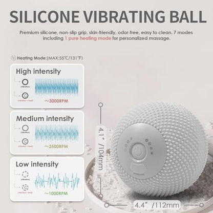Heating Vibrating Massage Ball with 7 Modes & Memory Function | Electric Massage Ball with Recessed Button Design for Myofascial Release, Deep Tissue & Trigger Point Therapy (Gray) - color: Gray