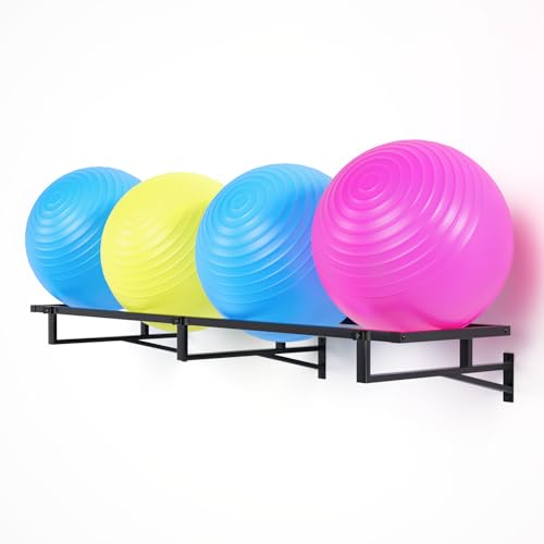 Yoga Ball Holder - Extra Large Wall Rack for Gym Garage Storage, Suitable for Stability/Theraband/Exercise/Barre Balls and Yoga Block