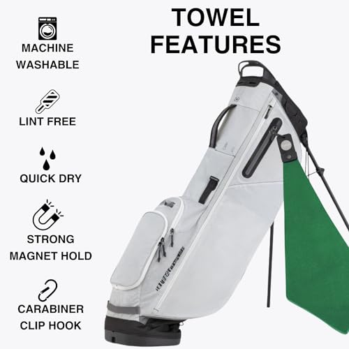 Magnetic Golf Towels for Golf Bags with Clip & Ultra Strong Magnet - Waffle Weave Microfiber Towel for Secure Hold on Bags & Carts - Ideal Club Cleaner & Accessories - Green - color: Green