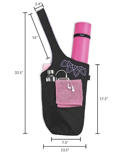 Yoga Mat Bag & Carrier with Pockets for Women | Holds yoga & pilates mats up to 72 in, Fits thick mats, Water bottle & zip pockets, 2 mat straps included, Gift-boxed - color: Lavender Bliss