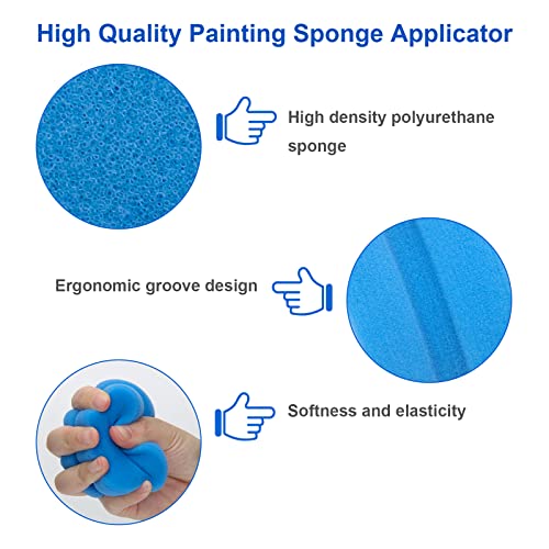 Boyistar Paint Sponge Applicator 3Pcs, Blue Detail Painting Sponge | for Car Waxing, Wall Repairing, Kitchen Cleaning Sponges with Storage Mesh Bag (blue) - color: Blue