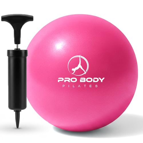 ProBody Pilates Ball Small with Pump - 9 Inch Small Exercise Ball - color: Pink
