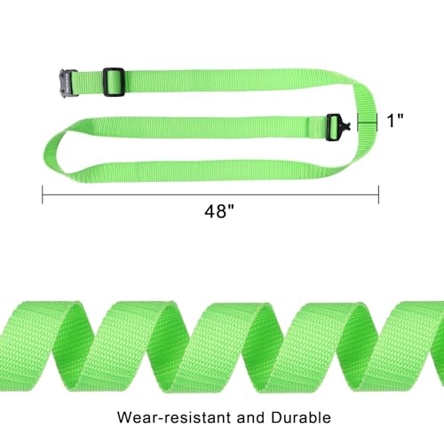 Utility Straps with Metal Quick Release Buckle, Adjustable Nylon Belt Backpack Accessories Sleeping Bag Strap for Hiking, Travel, Outdoor Sports (Green-Metal Buckle, 1" W-48 L) - size: 1"W-48"L