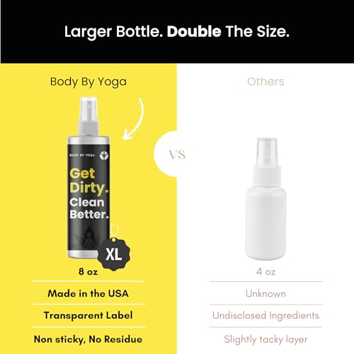 Yoga Mat Cleaner Spray – Spa-Like Scent | Eco-Friendly Formula | Neutralizes Sweat & Odor | Helps Protect Your Mat | 8 oz | Plant-Based, Made in USA | Body By Yoga