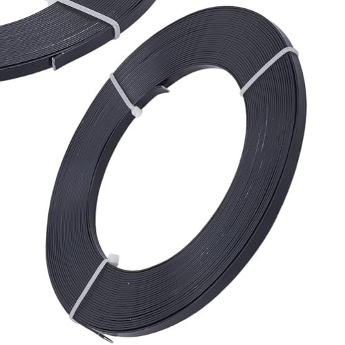 Beebeecraft 1 Roll 32.8 Feet Flat Aluminum Wire, Bendable Anodized Aluminum Wire 5mm Beading Craft Wires for Jewelry Making (Black) - color: Black