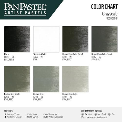 PanPastel Artist Pastels by GOLDEN, Grayscale Set, 7 Color, Professional Artist Pastels, Unique Pan Format (cake-like)