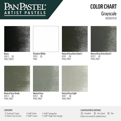 PanPastel Artist Pastels by GOLDEN, Grayscale Set, 7 Color, Professional Artist Pastels, Unique Pan Format (cake-like)