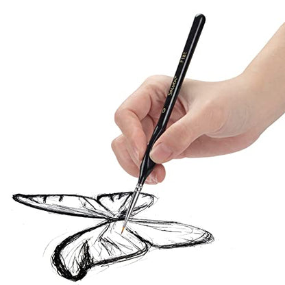 12-Piece Detail Brush Set with Triangular Handles - Red | Micro Fine Tip Brushes With Triangular Handles, 40k, for Model, Miniature, Art Painting and Crafts, Acrylic, Watercolor
