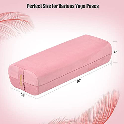 Giantex Yoga Bolster Pillow, with Carry Handle, Removable Machine Washable Soft Suede Pillowcase, Meditation Rectangular Yoga Pillow Perfect for Restorative Yoga - color: Pink