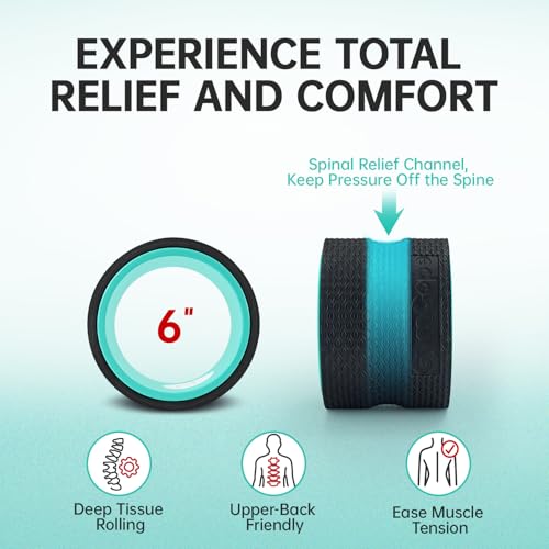 GymCope Back Roller Wheel 6 Inch Spine-Safe Groove, for Yoga Pilates Gym - color: Mint Green, size: 6"