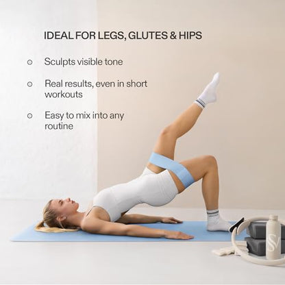 Premium Loop Resistance Bands Set - Non Slip Fabric Booty Bands for Glutes & Legs (Light, Medium, Heavy) | Hip Bands for Pilates, Strength Training & Home Workouts - color: Sky Blue