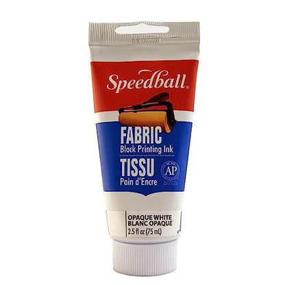 Speedball Fabric Block Printing Ink, Opaque White, 2.5 fl oz - Block Print Paint for Fabric & Paper - Made in USA - color: Opaque White, size: 2.5 fl oz