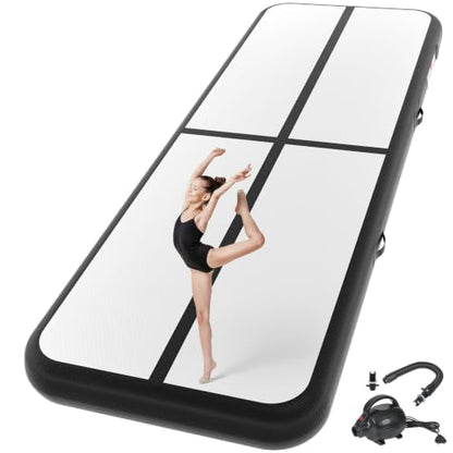 Inflatable Gymnastics Mat Air Tumble Track Tumbling Mats with Pump - color: Black, size: 13ft*3.3ft*4inch(4m*1m*10cm)