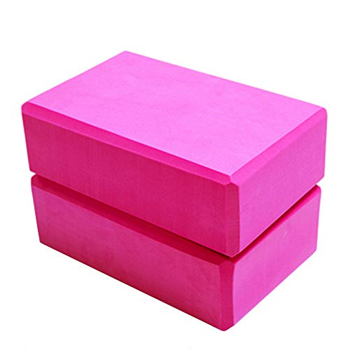 Set of 2 Yoga Blocks EVA Foam Exercise Bricks Provides Stability Balance and Support Improve Strength - 9 x 6x 3 inches - color: Rose
