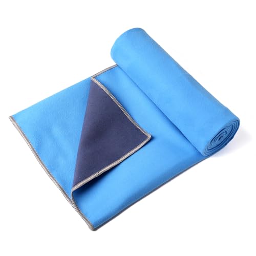 Eunzel Hot Yoga Mat Towel, Reversible Two-Tone 72" x 26.5" | Reversible Two-Tone Design, Absorbent Microfiber, Hot Yoga & Pilates, Soft Double-Sided Fabric - color: Navy& Blue