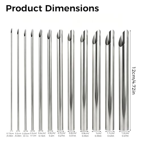 Penitue 12pcs Clay Hole Punch Clay Sculpting Tools for Pottery | Stainless Steel Silver Circular Pottery Hole Cutters Multi-Size Hand Sculpture Cutting Tool for Drilling Carving Ceramics