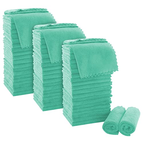 MOONQUEEN Ultra Soft Premium Washcloths Set - 12 x 12 inches - 72 Pack - Quick Drying - Highly Absorbent Coral Velvet Bathroom Wash Clothes (Aqua Green) - color: Aqua Green, size: 12 x 12 Inch(Pack of 72)