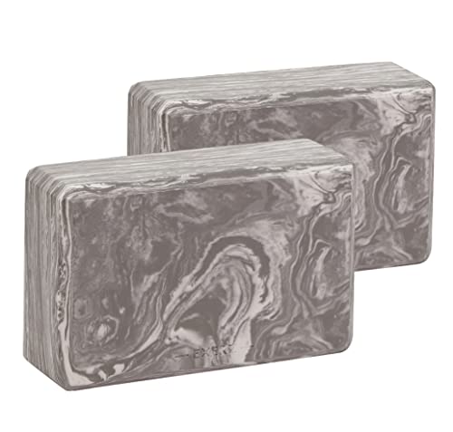 EXERZ Yoga Blocks 2 pack, Gym Blocks, Exercise Workout Fitness Bricks, Pilates Stretch Handstand Non-Slip - color: Marble Black