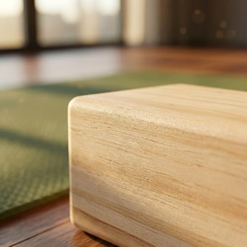 Toddmomy Solid Wood Yoga Block, High Density Wooden Brick with Round Edges & Non-Slip Surface, Yoga Prop for Restorative Fitness, Stretching, Pilates and Meditation, 9" x 4.4" x 2.8"