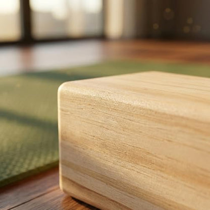 Toddmomy Solid Wood Yoga Block, High Density Wooden Brick with Round Edges & Non-Slip Surface, Yoga Prop for Restorative Fitness, Stretching, Pilates and Meditation, 9" x 4.4" x 2.8"