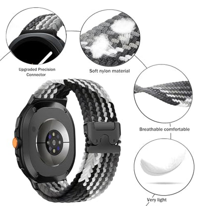 Nylon Braided band Compatible with Samsung Galaxy Watch 8 40mm 44mm, Elastic Band for Galaxy Watch 8 Classic 46mm - color: Black Chocolate