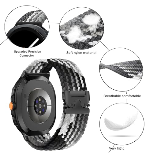 Nylon Braided band Compatible with Samsung Galaxy Watch 8 40mm 44mm, Elastic Band for Galaxy Watch 8 Classic 46mm - color: Black Chocolate