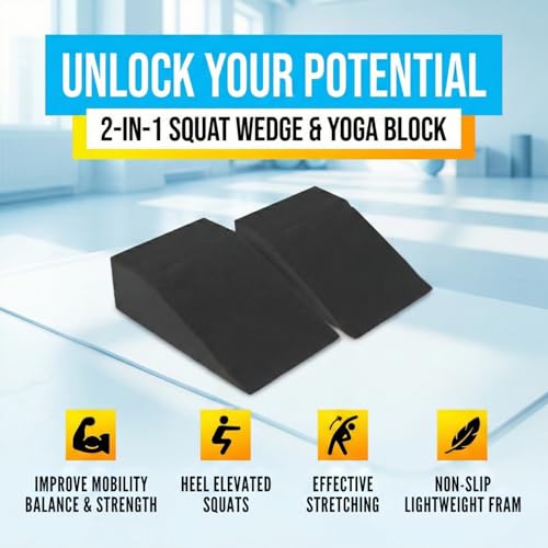 Slant Board for Heel Elevated Squat Weightlifting Calf Stretcher Slant Board for Mobility Balance and Strength Performance Pack of 2