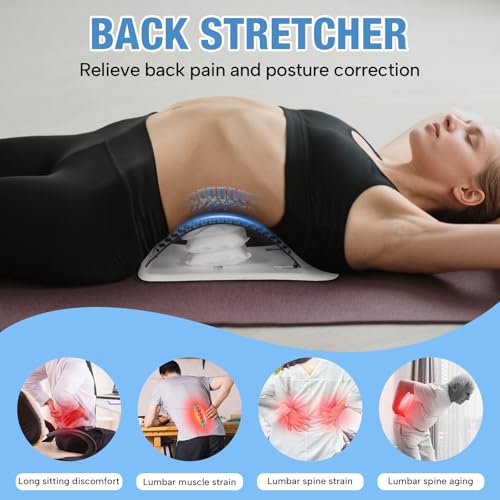 Back Stretcher, Pneumatic Inflatable Lumbar Support Board with Hand Pump & Release Valve, Stepless Height Adjustment, Decompression-Style Stretching, Cracking Device Alternative (Black) - color: Black