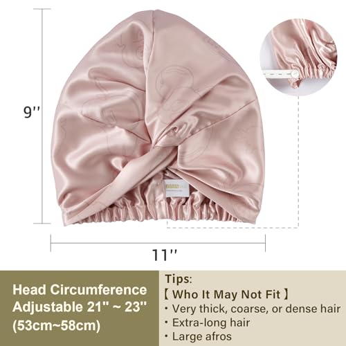 ZIMASILK 22 Momme 100% Pure Silk Bonnet for Sleeping, Pink-Fruit Line Art - color: Pink - Fruit Line Art