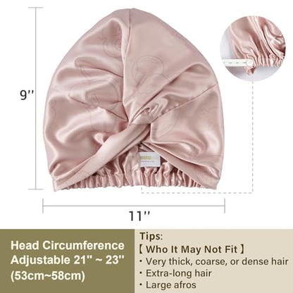 ZIMASILK 22 Momme 100% Pure Silk Bonnet for Sleeping, Pink-Fruit Line Art - color: Pink - Fruit Line Art