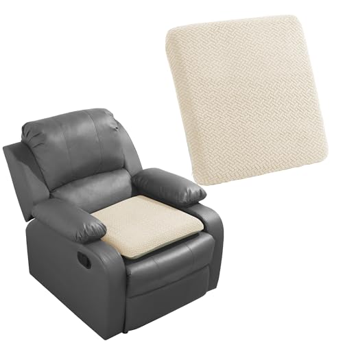HOMBYS Tufted Furry Recliner Seat Cushion for Elderly Foam Curved Edge Large Square Seat Cushion for Recliner Chair, Floor Pillow, Office Chair, Car, No Pressure on Thighs(Beige) - color: Beige, size: 20*20*3in