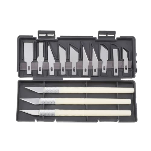SUPVOX Craft Hobby Knife Set with Non-Slip Handles, 13 Pcs | Steel Blades for Clay Carving & Stencil Cutting - Sharp Precision Eliminates Tearing, Artists Achieve Clean Details Easily