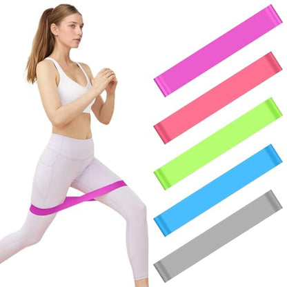 5 Packs Exercise Resistance Bands,Loop Bands for Workout, Fitness Training Band Stretch for Yoga Pilates Strength - color: Grey Blue Purple Pink Green1