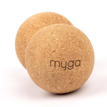 Myga - Cork Peanut Lacrosse Ball Muscle Roller Self Massager for Myofascial Release, Trigger Point Therapy and Deep Tissue Massage - 5.51" x 2.36"