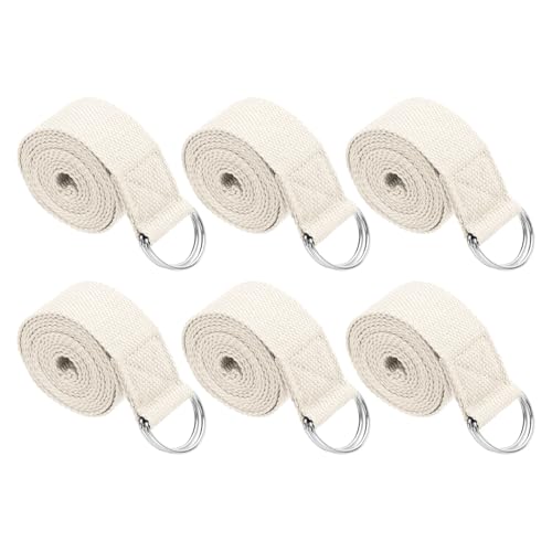 PATIKIL Yoga Strap for Stretching Cotton Yoga Belt with Adjustable Metal D-Ring Buckle Stretch Bands for Fitness Pilates - color: White, size: 8 Feet