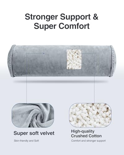 Luxtude Inflatable Neck Roll Pillow for Sleeping, Travel Neck Pillow - color: Grey-4.7" H