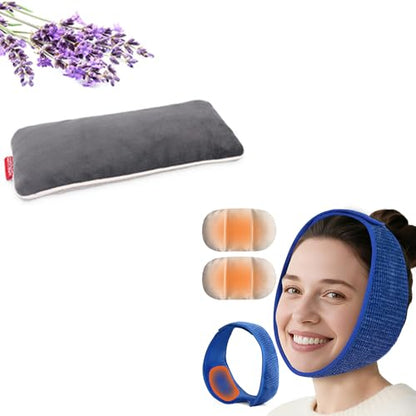 Lavender Weighted Eye Pillow for Yoga, Microwavable Moist Heat Eye Compress Mask Pillow with Washable Cover for Relaxation, Yoga, Migraine Relief, Comfheat Face Heating Pad for TMJ Pain Relie