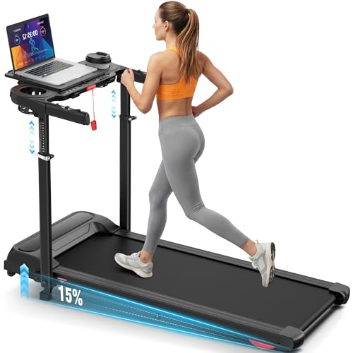 ANCHEER 15% Incline Treadmill with Desk Workstation & Adjustable Height