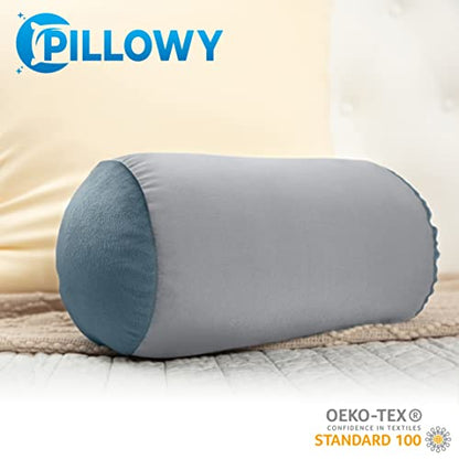 Microbead Bolster Neck Roll Pillow, 14x8 in Cylinder Tube, Cool Grey | Silky smooth face helps prevent sleep creases and hair breakage, light squishy support for head and shoulders, travel ready - color: Cool Grey