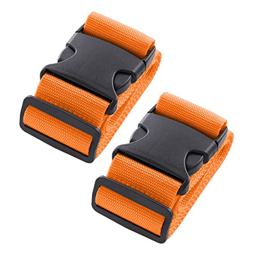 2pcs 74″×2″Luggage Straps for Suitcases,Adjustable Suitcase Straps and Heavy Duty Strap Buckle Packing Straps Travel Accessories,Fluorescent Orange - color: Fluorescent Orange 2PCS