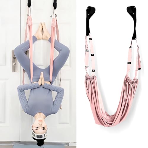 Aerial Yoga Rope for Door,Yoga Door Swing,Leg Stretcher Strap | Stretching Strap,Backbend Training Rope, Flexibility Trainer Stretching Equipment Assist Stretch for Gymnastics - color: pink
