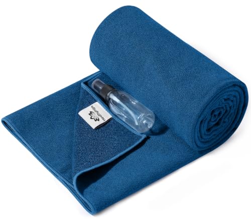 Heathyoga Yoga Mat Towel Non Slip for Hot Yoga Towel with Silicone Grip & Free Spray Bottle, 72"X26" Extra Large Microfiber Yoga Towel for Bikram, Pilates, Fitness - color: Blue