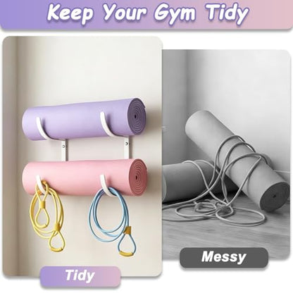 Rubber Coated Yoga Mat Holder, No Straps Required - size: 2-tier shelf