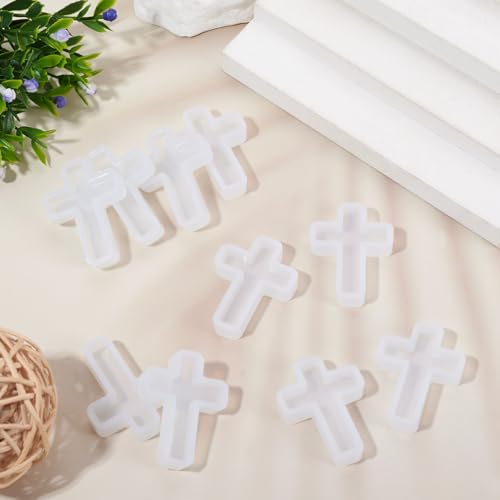Craftdady 10 PCS Cross Resin Molds Silicone Epoxy Resin Jewelry Molds Crucifix Casting Mold Making Kit for Pendant Jewelry Necklace Earring Bracelet Keychain Ornaments Halloween Gifts