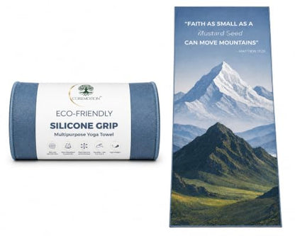 Multipurpose Yoga Mat Towel 72" x 26.5" - Christian Faith-Based Fitness Towel with Non-Slip Silicone Grip, Quick Drying & Sweat Absorbent for Yoga, Pilates, Gym, Picnic & Outdoor Activities