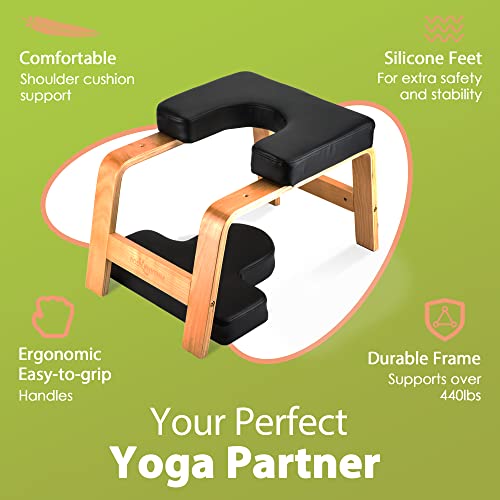 BODY RHYTHM Yoga Headstand Bench, Yoga Inversion Chair, Headstand Trainer for Relieve Stress, Improve Sleep & Digestion and Strength Training, Ideal for Home Workout, Fitness and Gym - color: Classic Black