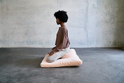renoo Round Organic Meditation Cushion Zafu - Buckwheat Meditation Pillow for Yoga and Mindfulness - Adjustable Height - Floor Cushion - GOTS Certified Cotton Washable Cover - 13x7 - dawn - color: Dawn