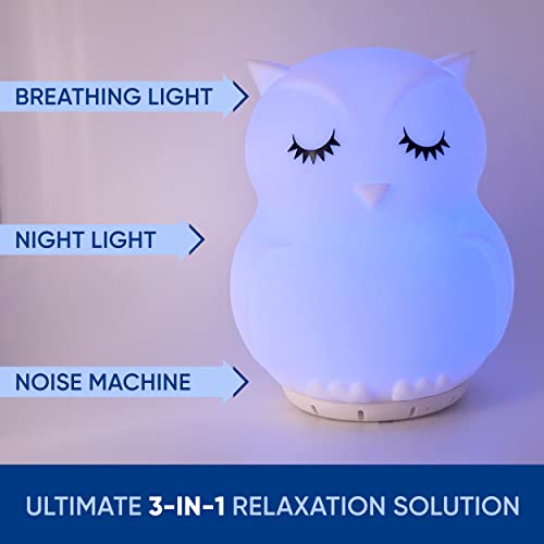 Rainlax Mindfulness Breathing Owl, 4-7-8 Guided Visual Meditation Light | 3-in-1 Breathing Night Light Device & Noise Machine for ADHD Anxiety Stress Relief Sleep - Gifts for Kids & Adult Women Men