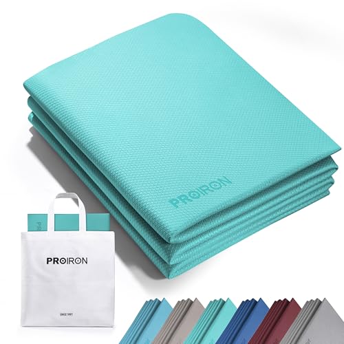 PROIRON Foldable Yoga Mat 0.24"/0.16" for Home Workout & Travel, Non Slip Travel Yoga Mats with Carry Bag, Packable Yoga Mat for Home Gym, Pilates, Fitness,Stretching - color: (0.24" TPE) Green